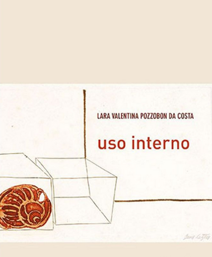 Capa do livro "Uso Intermo", onde lê-se Larava Valentina Pozzobon da Costa e, abaixo, o títtulo "Uso Interno".